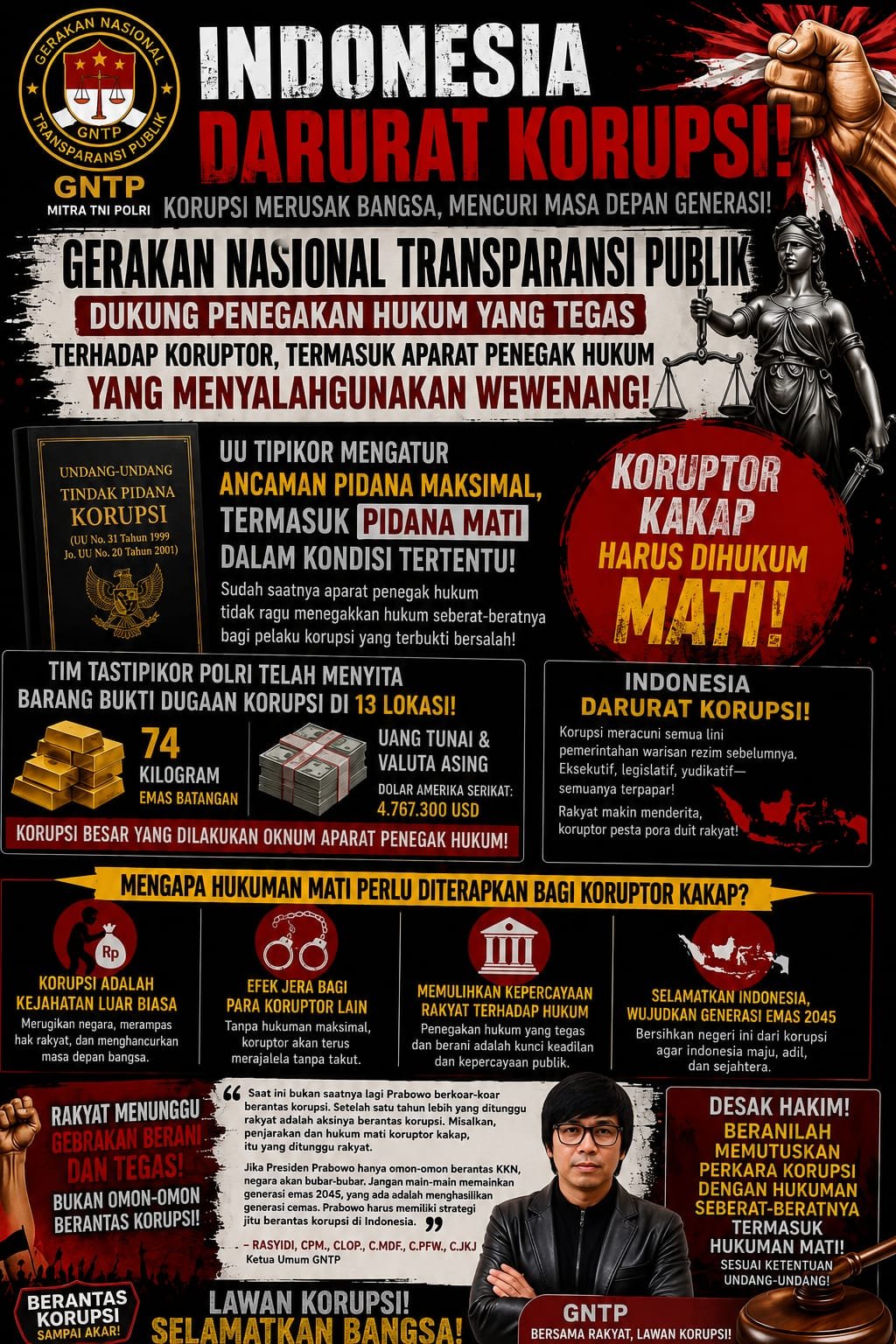 GNTP Tegaskan Dukungan terhadap Penegakan Hukum yang Tegas, Profesional, dan Berkeadilan dalam Pemberantasan Korupsi
