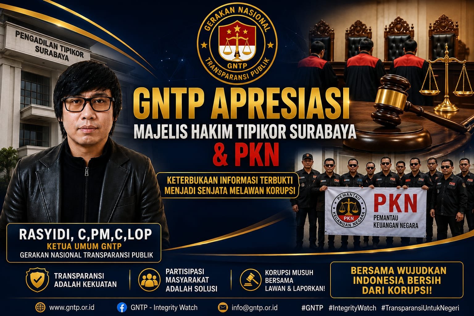 GNTP APRESIASI MAJELIS HAKIM TIPIKOR SURABAYA DAN PKN: KETERBUKAAN INFORMASI TERBUKTI MENJADI SENJATA MELAWAN KORUPSI